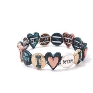 I Love You Mom Stretch Metal Bracelet